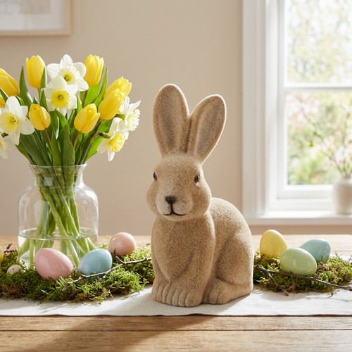 Deko osterhase sitzend - osterhase, braun