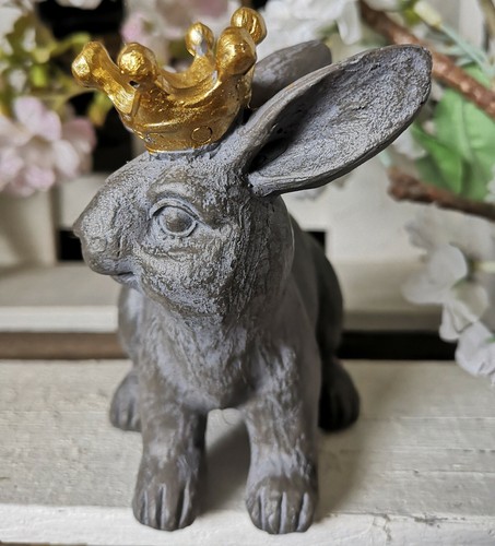 Hase krone osterhase grau gold - hase,