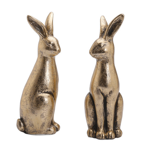 Goldener osterhase aus keramik - goldener,
